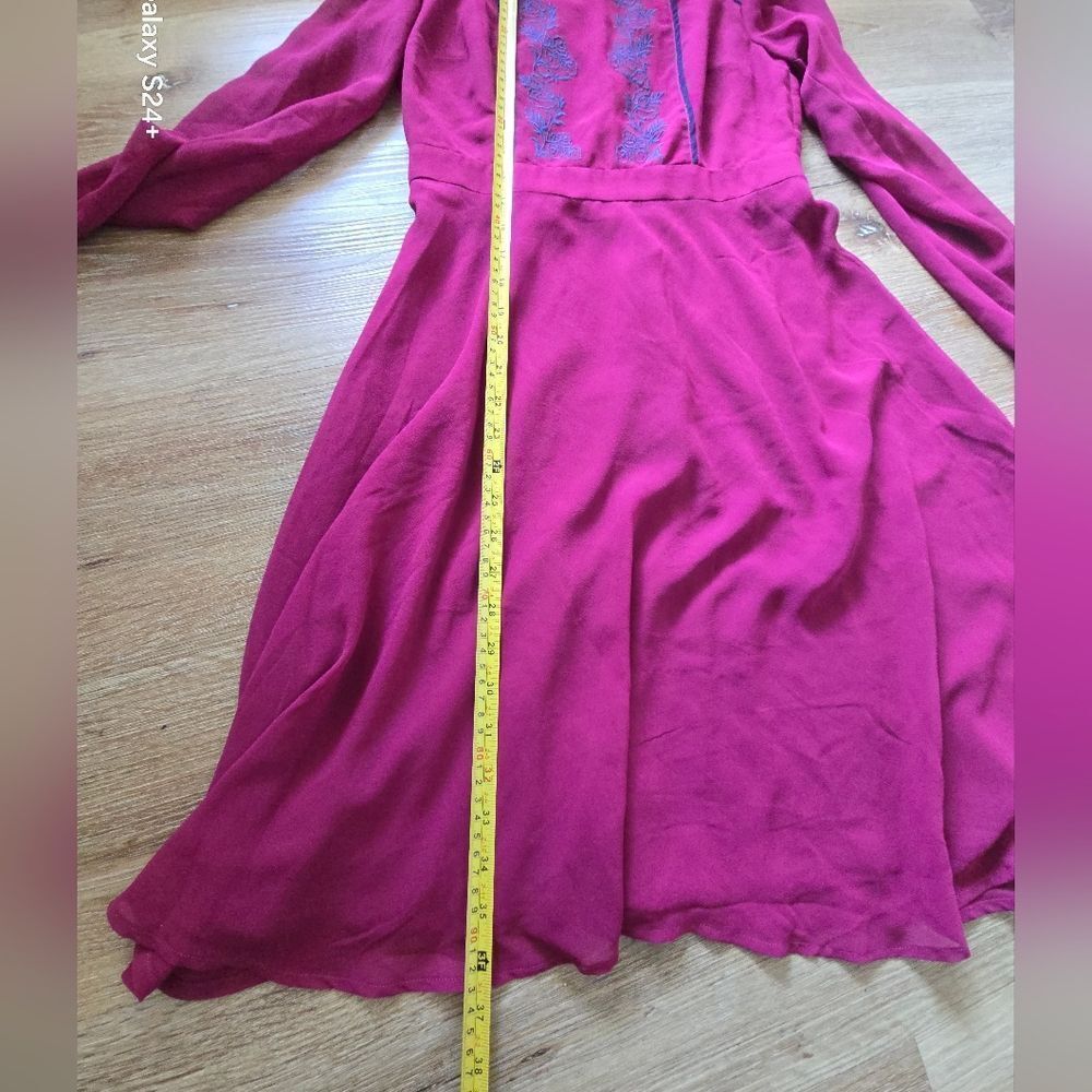Chic Long Sleeve Burgundy Dress - Picture 3 of 10